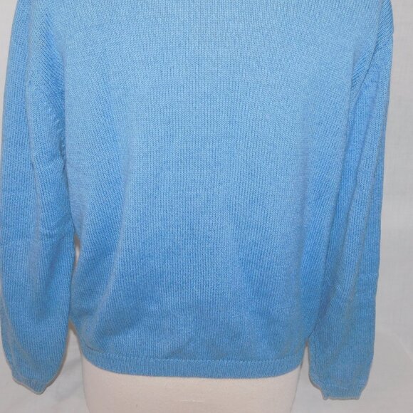 VTG Tulchan Womens XL Blue Pink White Embroidered Flowers Knit Sweater - Picture 10 of 10